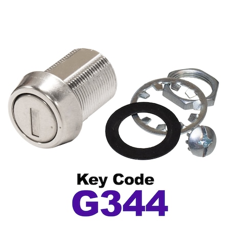 Global RV SS Compartment Lock, Cam/Blade Style, 7/8in Threaded Barrel, Blades not Included, Keyed to G344 CLB-344-78-SS